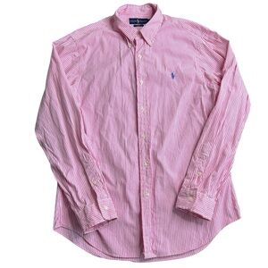 Polo Ralph Lauren Men’s Slim Fit Button-Down Shirt Pink White Stripe Size‎ Large